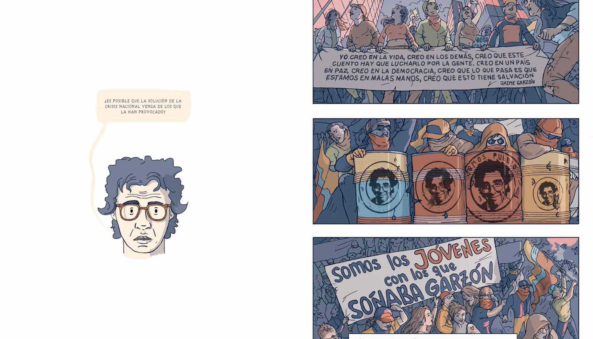 Doble página del cómic ‘Garzón, el duelo imposible’, de Alfredo Garzón y Verónica Ochoa